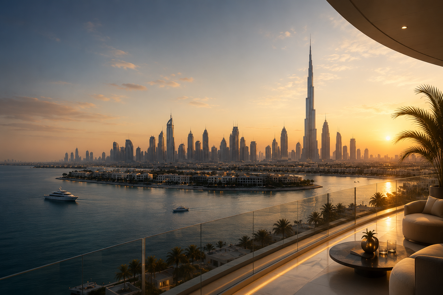 Luxury Dubai skyline view from premium residence